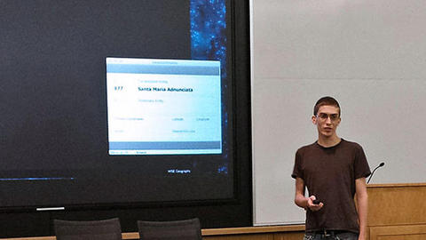 student speaking at event