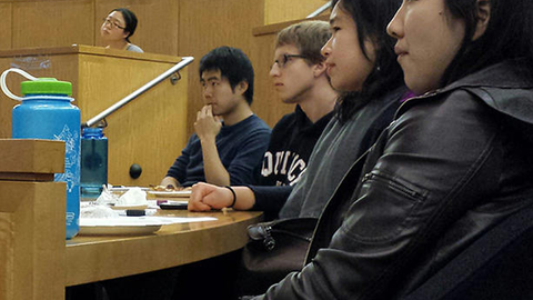 student listening at event
