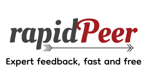 Rapid Peer logo, with tagline that says Expert feedback, fast and free