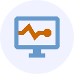 monitor icon with a graph line and data point