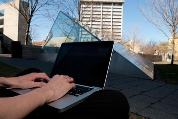 undergraduate working on laptop