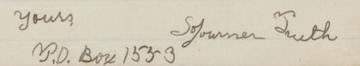 Letter excerpt zoomed in on the signature that reads 