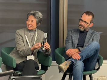 Wendy Guan (L) and Michael Berthold in a discussion panel