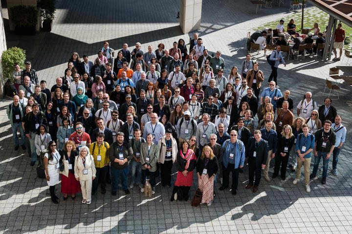 Overhead outdoor view of the gathered attendees of the Dataverse Community Meeting 2026