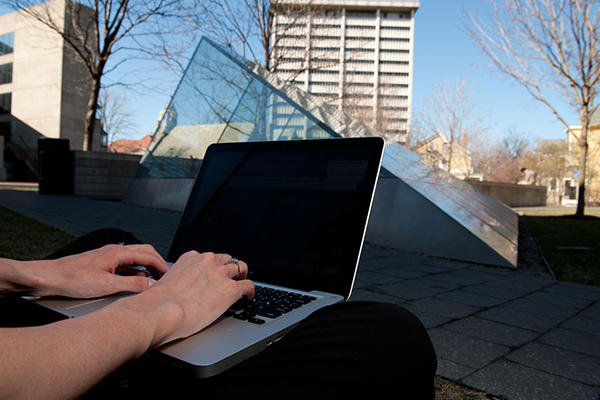undergraduate working on laptop