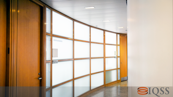 A corridor inside the CGIS Knafel Building