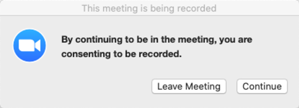 message being recorded alert box