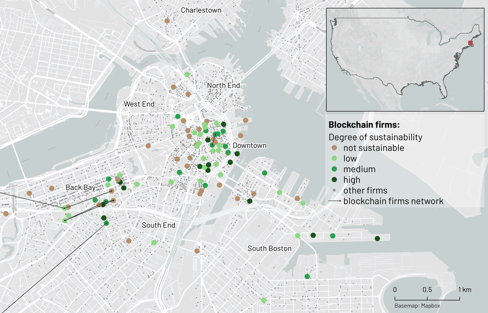 Map of blockchain firms in Boston