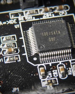 Close-up of silicon chip board